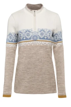 Dale of Norway Half-Zip^Moritz Women's Sweater - Merino Wool Sand Offwhite Blueshadow