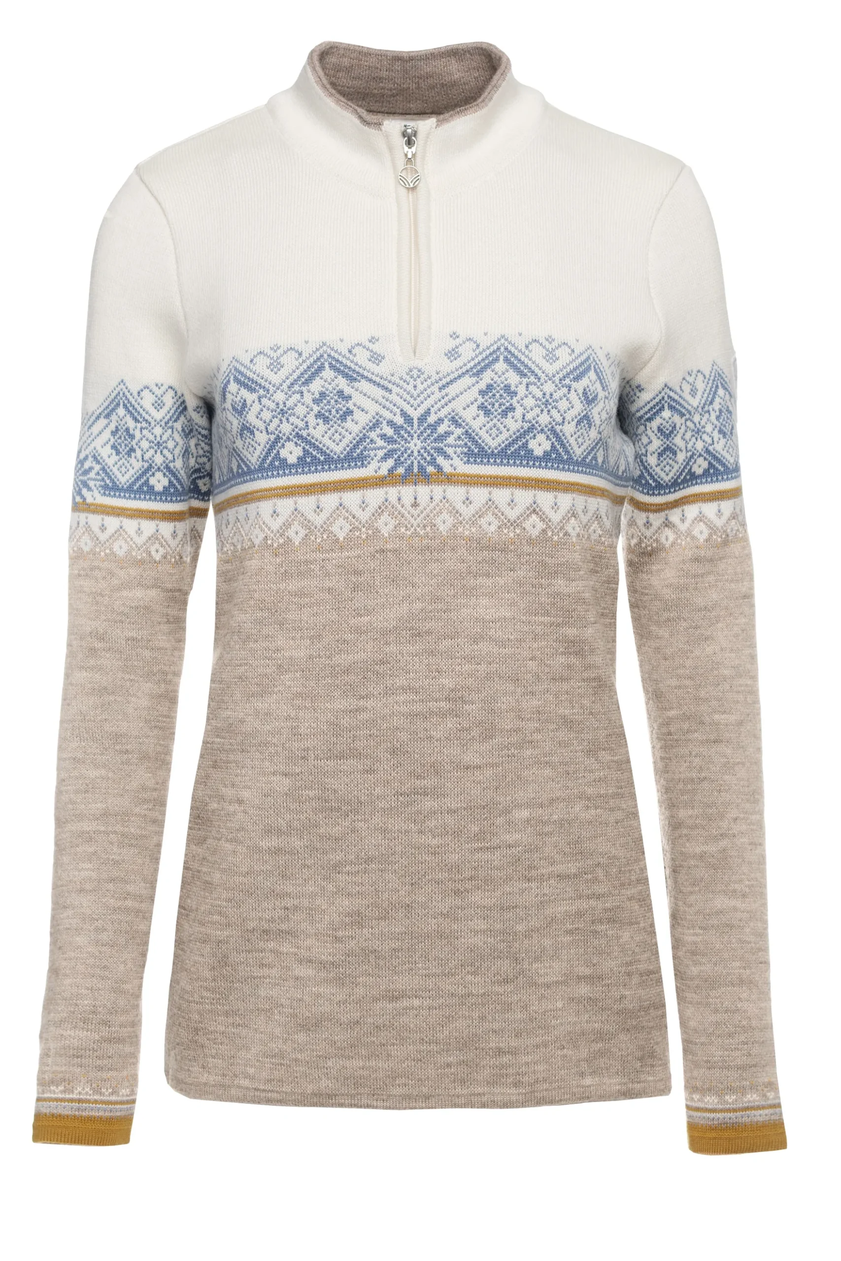 Dale of Norway Half-Zip^Moritz Women's Sweater - Merino Wool Sand Offwhite Blueshadow