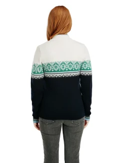 Dale of Norway Half-Zip^Moritz Women's Sweater - Merino Wool Navy Brightgreen Offwhite