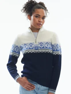 Dale of Norway Half-Zip^Moritz Women's Sweater - Merino Wool Navy White Ultramarine