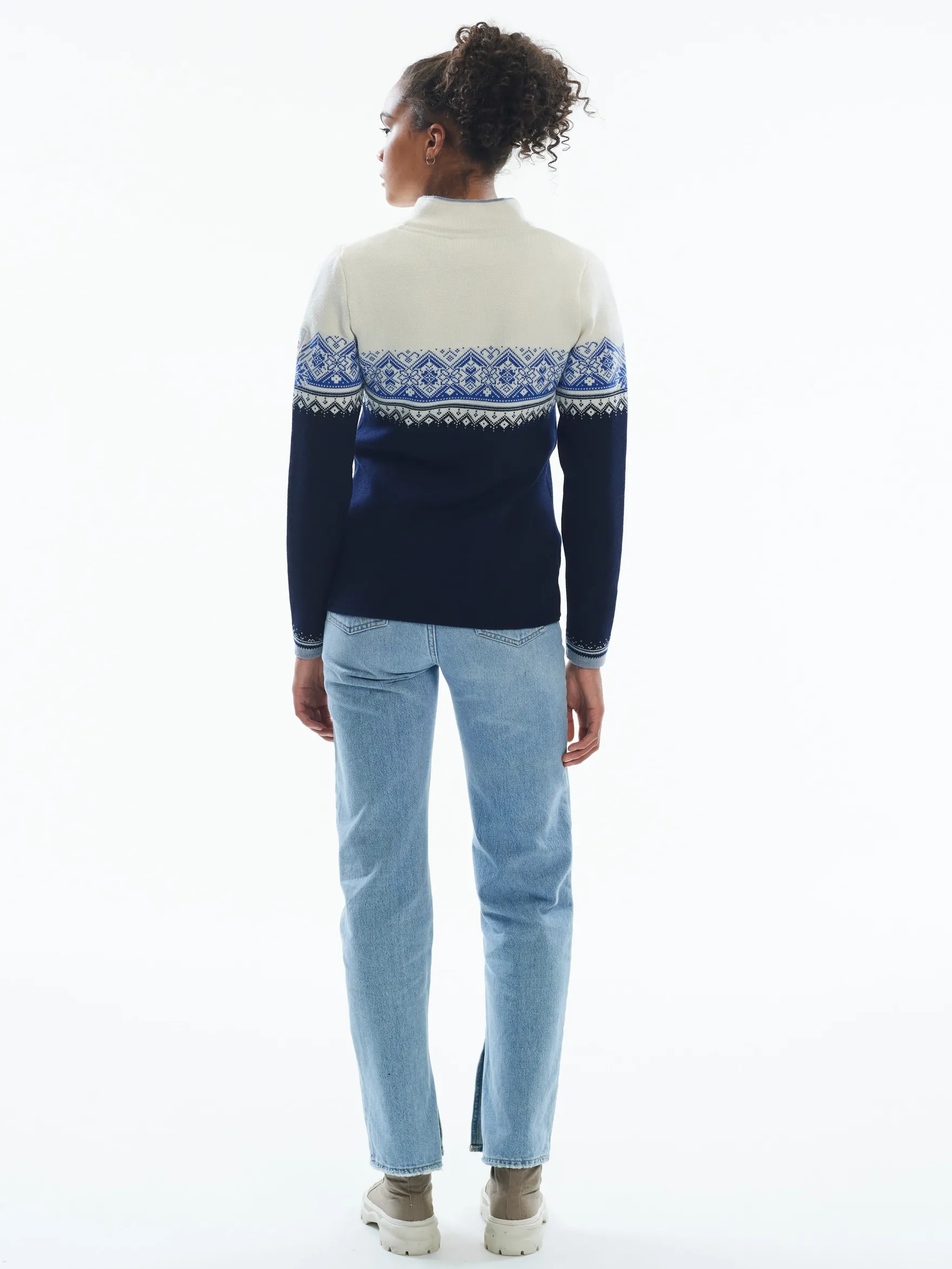 Dale of Norway Half-Zip^Moritz Women's Sweater - Merino Wool Navy White Ultramarine