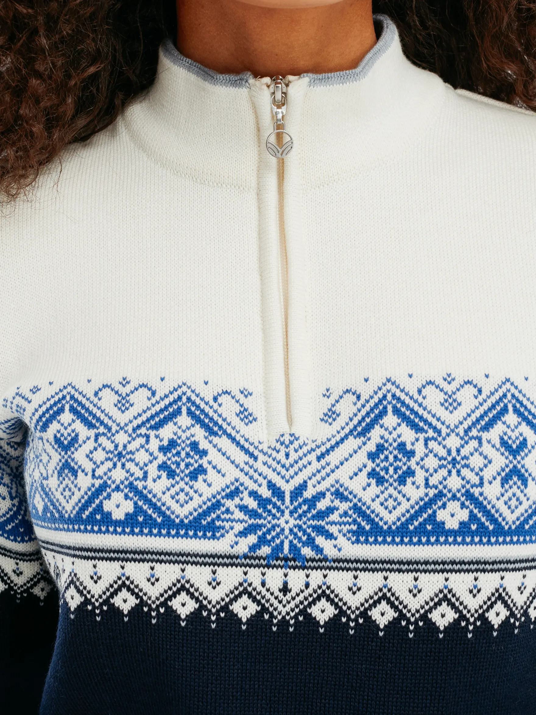 Dale of Norway Half-Zip^Moritz Women's Sweater - Merino Wool Navy White Ultramarine