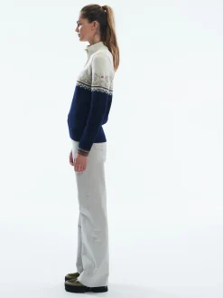 Dale of Norway Half-Zip^Moritz Women's Sweater - Merino Wool Navy Bronze Beige Offwhite