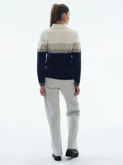 Dale of Norway Half-Zip^Moritz Women's Sweater - Merino Wool Navy Bronze Beige Offwhite