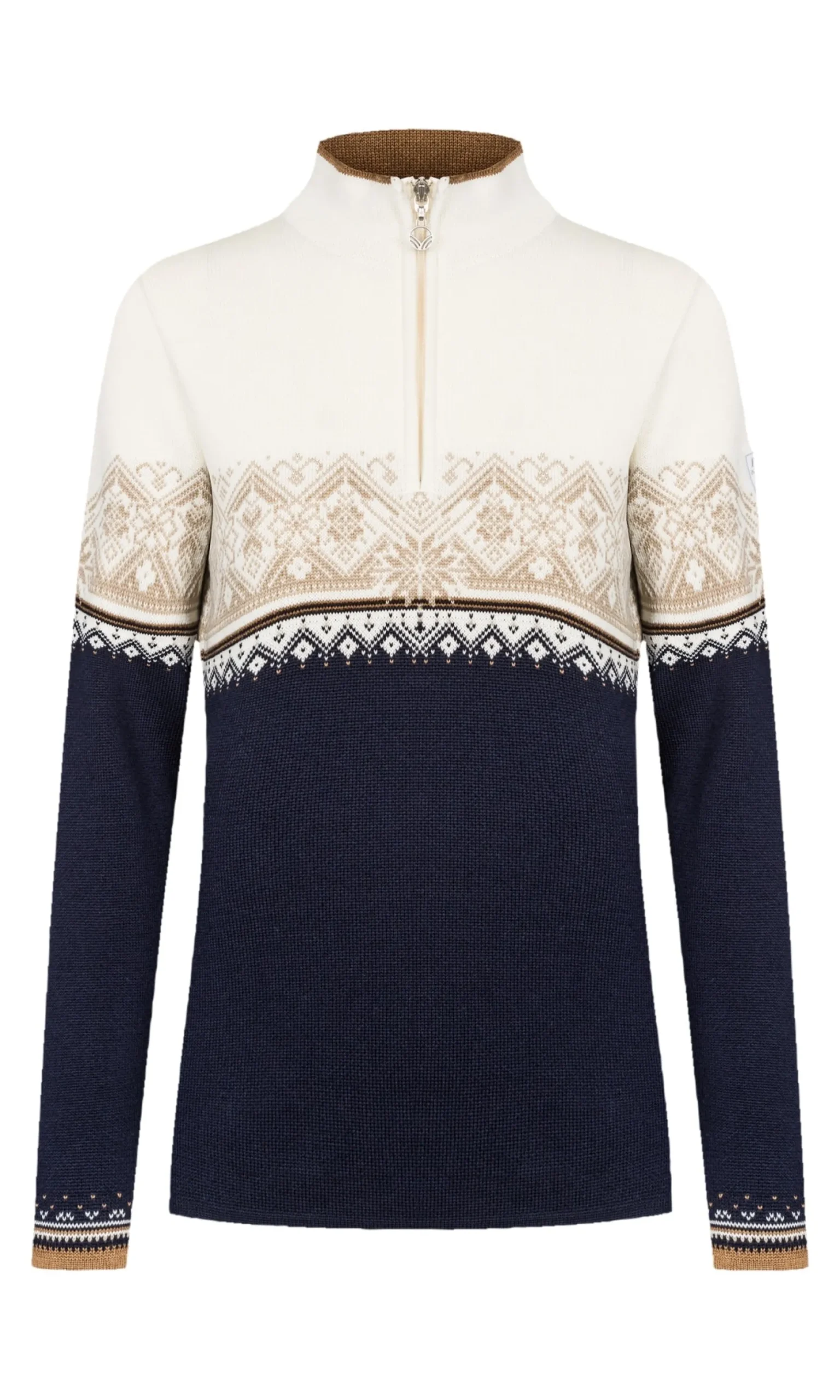 Dale of Norway Half-Zip^Moritz Women's Sweater - Merino Wool Navy Bronze Beige Offwhite