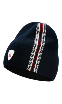 Dale of Norway Hats^Mount Olympus Unisex Merino Wool Hat Navy Raspberry Offwhite