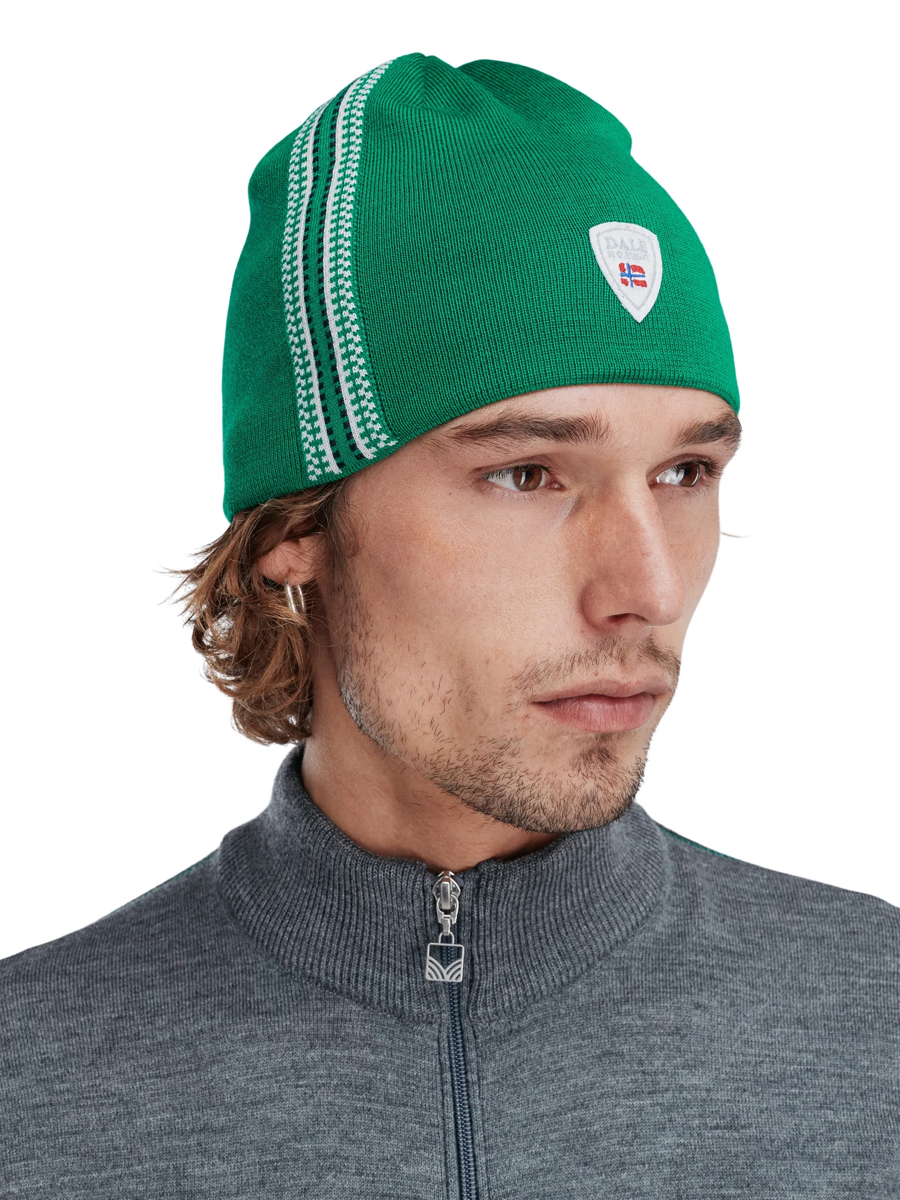 Dale of Norway Hats^Mount Olympus Unisex Merino Wool Hat Brightgreen Offwhite Navy