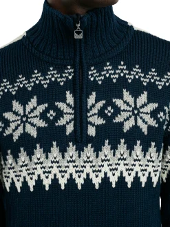 Dale of Norway Half-Zip^Myking Men's Sweater - Merino Wool Navy Offwhite Lightcharcoal