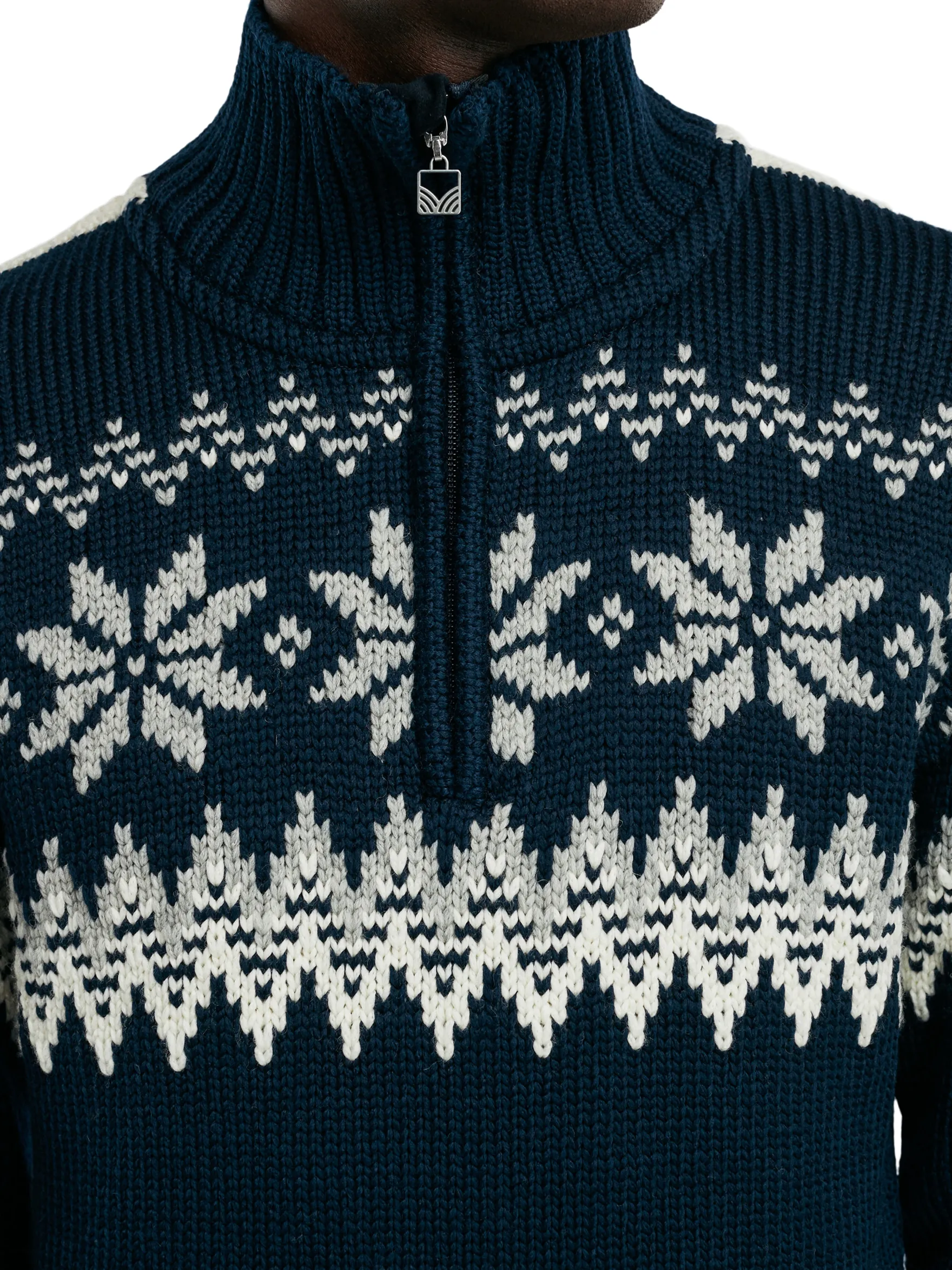 Dale of Norway Half-Zip^Myking Men's Sweater - Merino Wool Navy Offwhite Lightcharcoal