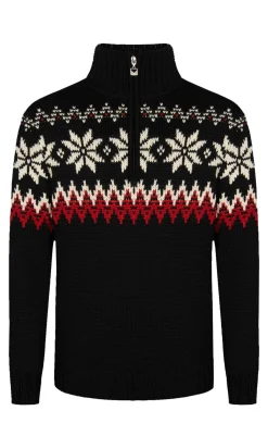 Dale of Norway Half-Zip^Myking Men's Sweater - Merino Wool Black Raspberry Offwhite