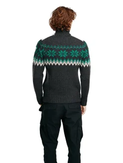 Dale of Norway Half-Zip^Myking Men's Sweater - Merino Wool Darkgrey Brightgreen