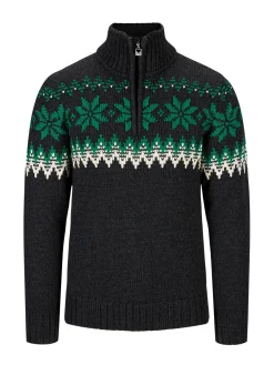 Dale of Norway Half-Zip^Myking Men's Sweater - Merino Wool Darkgrey Brightgreen