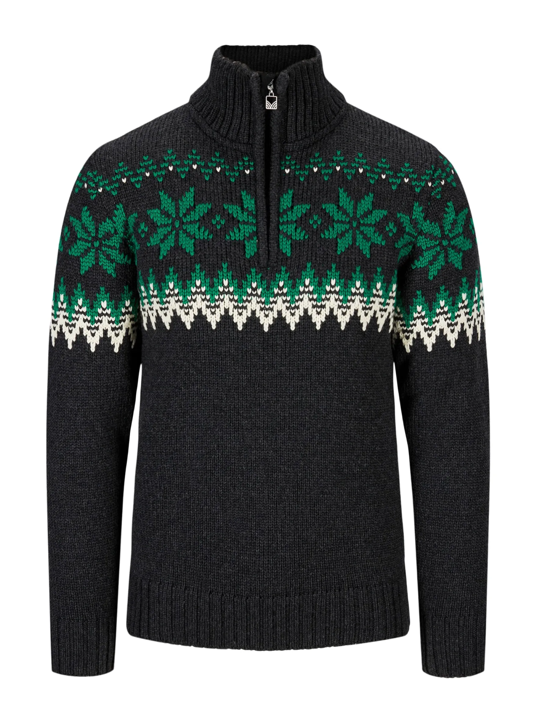 Dale of Norway Half-Zip^Myking Men's Sweater - Merino Wool Darkgrey Brightgreen