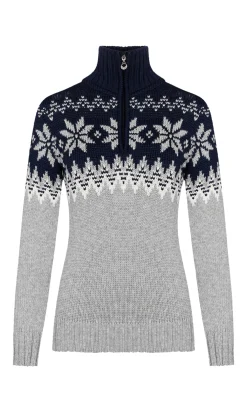 Dale of Norway Half-Zip^Myking Women's Sweater - Merino Wool Lightcharcoal Offwhite Navy