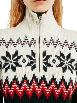 Dale of Norway Half-Zip^Myking Women's Sweater - Merino Wool Black Raspberry Offwhite