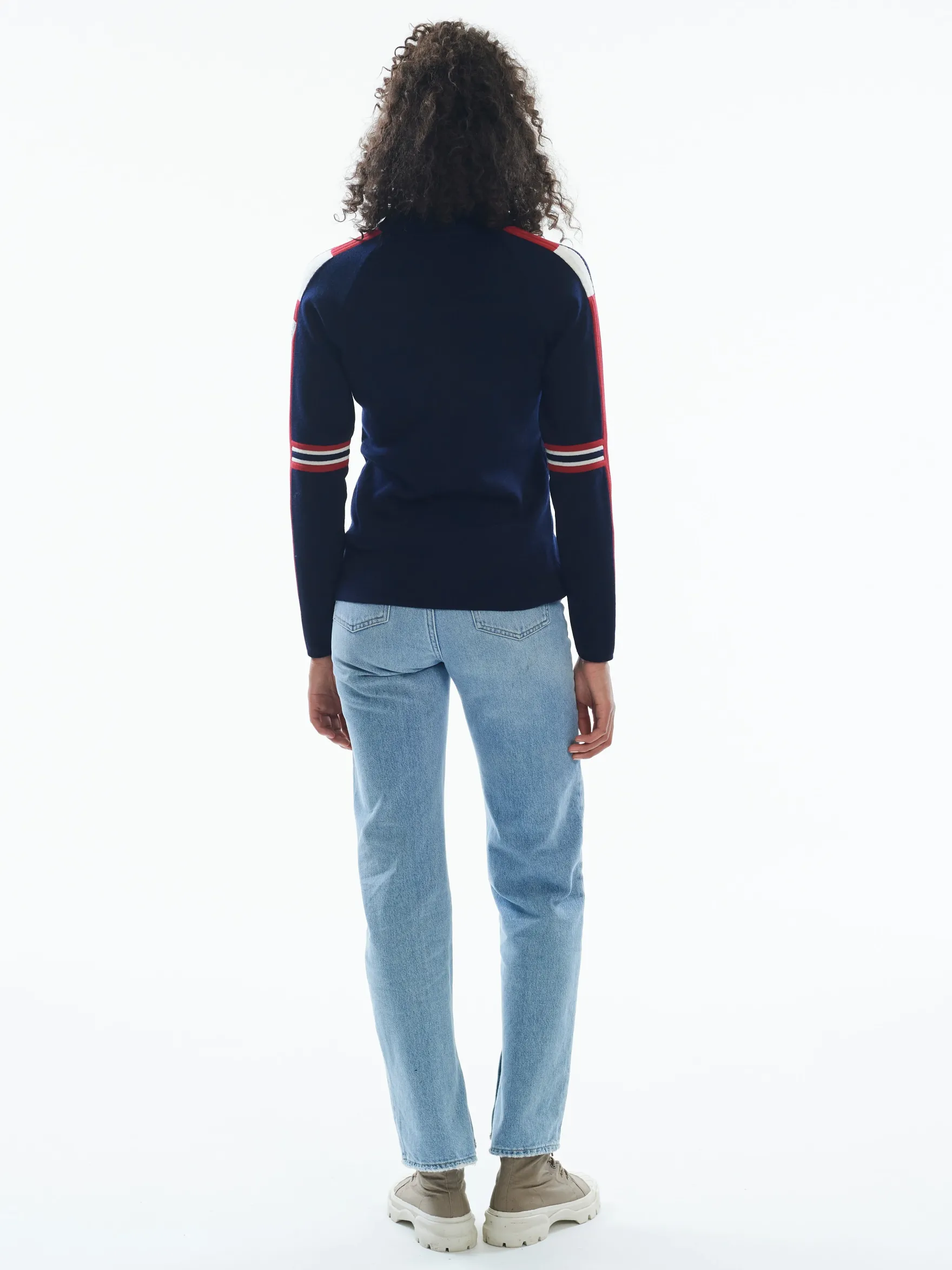 Dale of Norway Half-Zip^Ol Spirit Women's Sweater - Merino Wool Navy Off White Raspberry