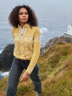 Dale of Norway Half-Zip^Peace Women's Knit Sweater Mustard