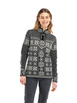 Dale of Norway Half-Zip^Peace Women's Knit Sweater Black Offwhite