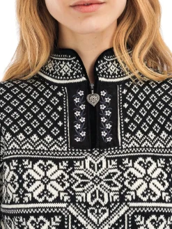 Dale of Norway Half-Zip^Peace Women's Knit Sweater Black Offwhite