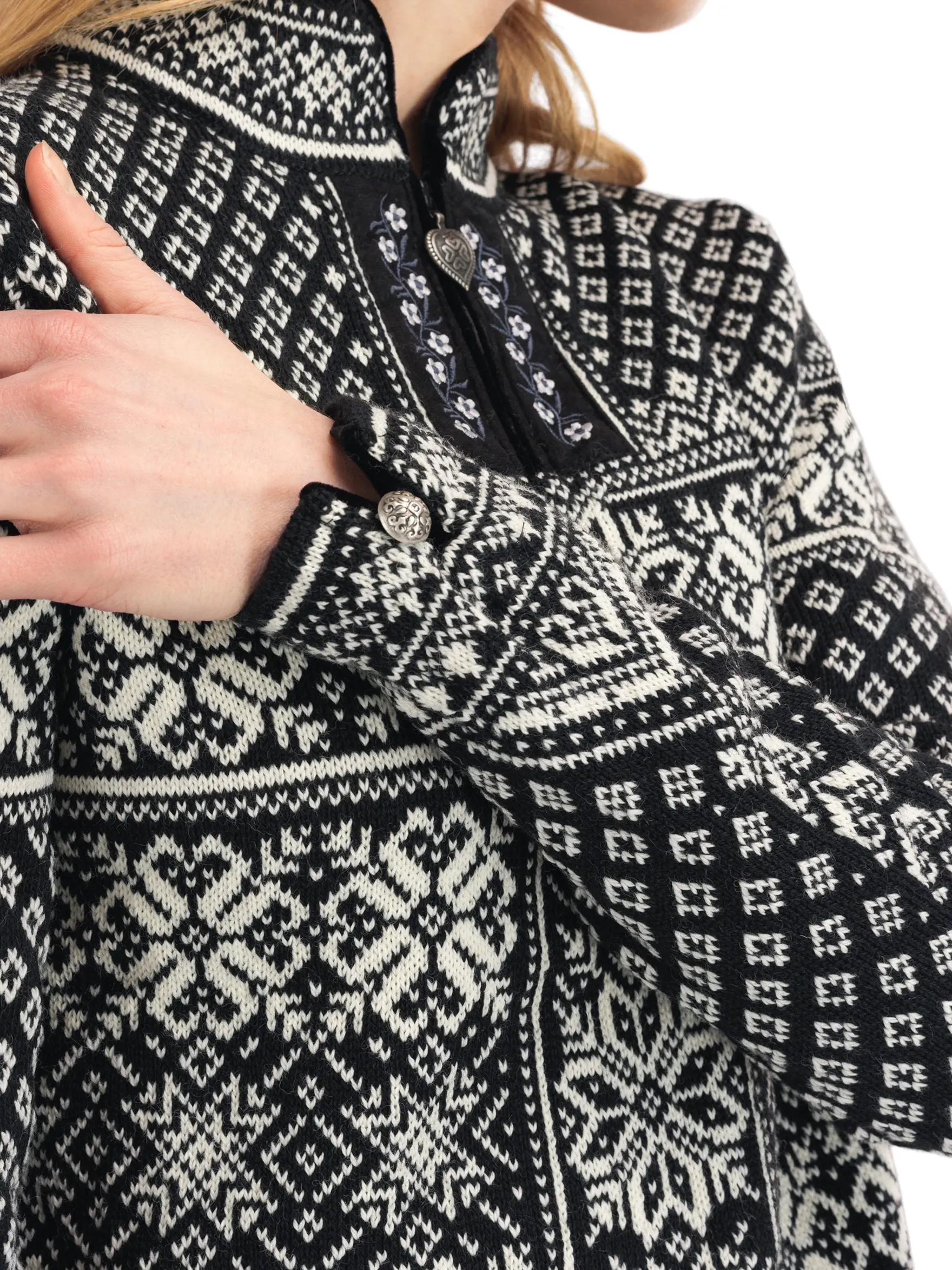 Dale of Norway Half-Zip^Peace Women's Knit Sweater Black Offwhite