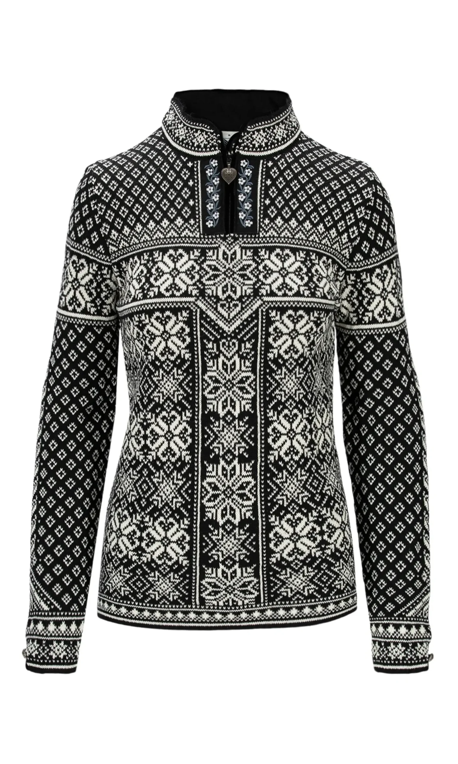 Dale of Norway Half-Zip^Peace Women's Knit Sweater Black Offwhite
