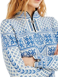 Dale of Norway Half-Zip^Peace Women's Knit Sweater Off White Ultramarine