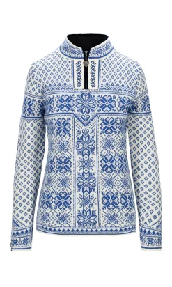 Dale of Norway Half-Zip^Peace Women's Knit Sweater Off White Ultramarine