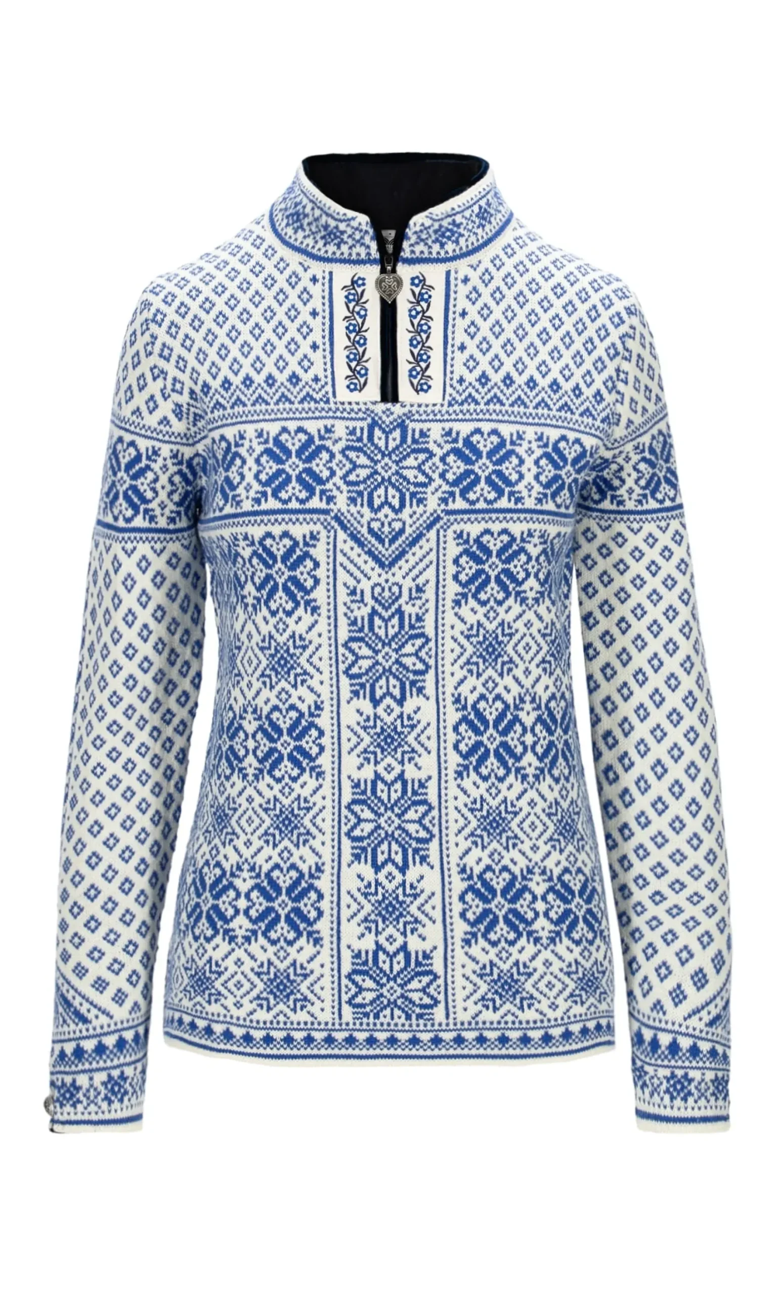 Dale of Norway Half-Zip^Peace Women's Knit Sweater Off White Ultramarine