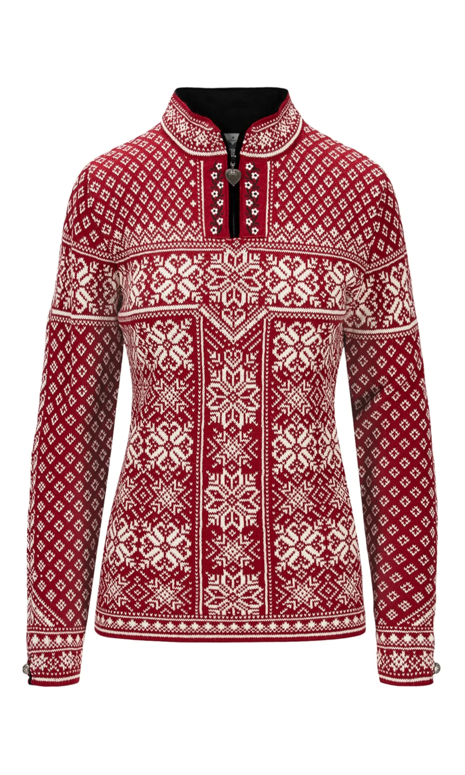 Dale of Norway Half-Zip^Peace Women's Knit Sweater Redrose Offwhite