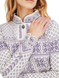Dale of Norway Half-Zip^Peace Women's Knit Sweater Offwhite Darkpurple
