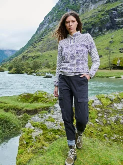 Dale of Norway Half-Zip^Peace Women's Knit Sweater Offwhite Darkpurple