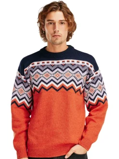 Dale of Norway Round Neck^Randaberg Men's Sweater Orange Navy Offwhite Lavender