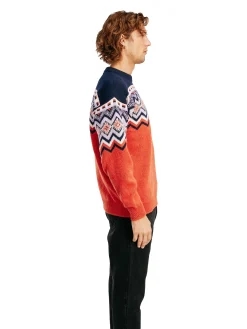 Dale of Norway Round Neck^Randaberg Men's Sweater Orange Navy Offwhite Lavender
