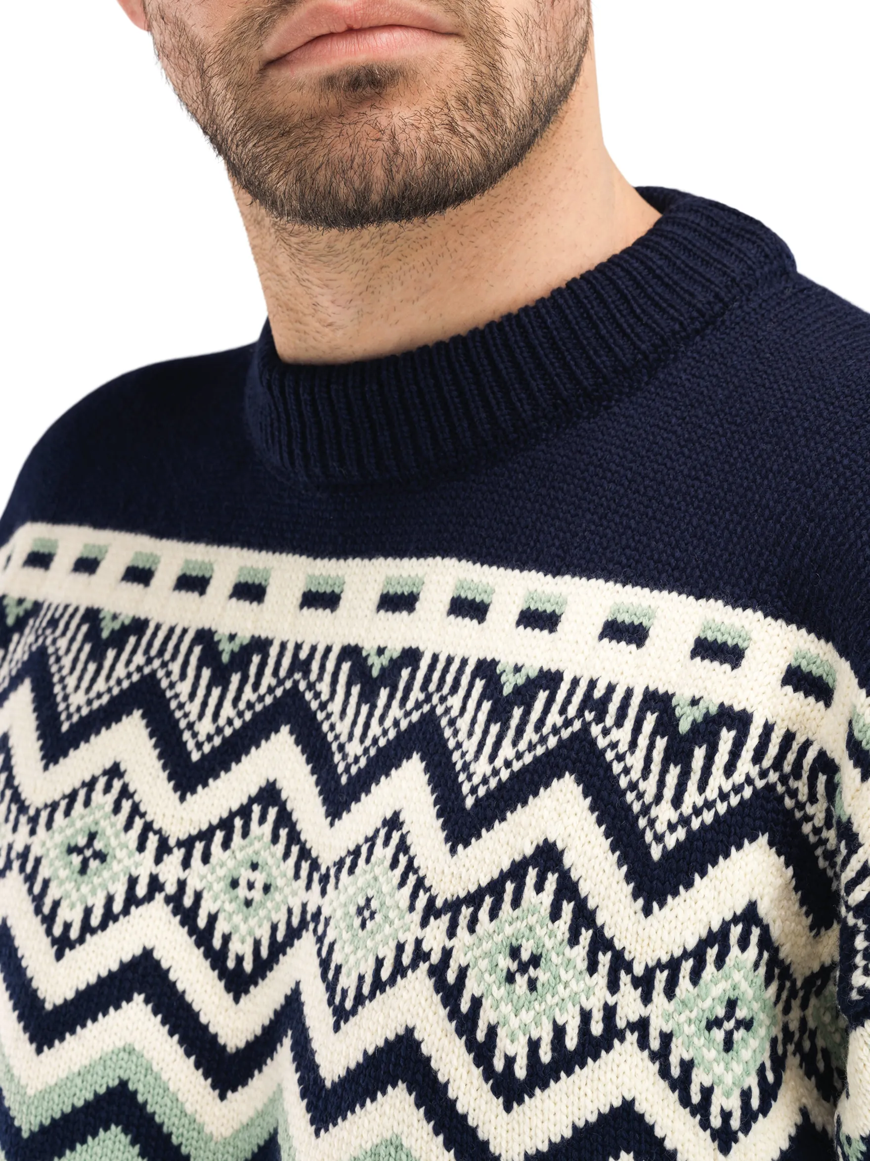 Dale of Norway Round Neck^Randaberg Men's Sweater Dustygreen Navy Offwhite