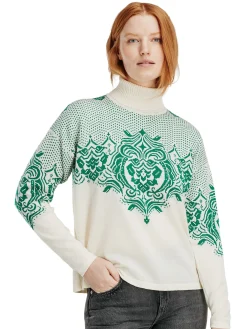 Dale of Norway Turtle-Neck^Rosendal Women's Sweater Offwhite Brightgreen