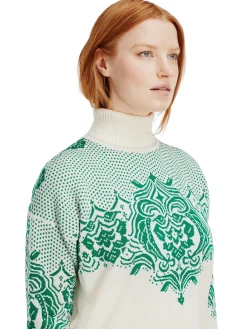 Dale of Norway Turtle-Neck^Rosendal Women's Sweater Offwhite Brightgreen