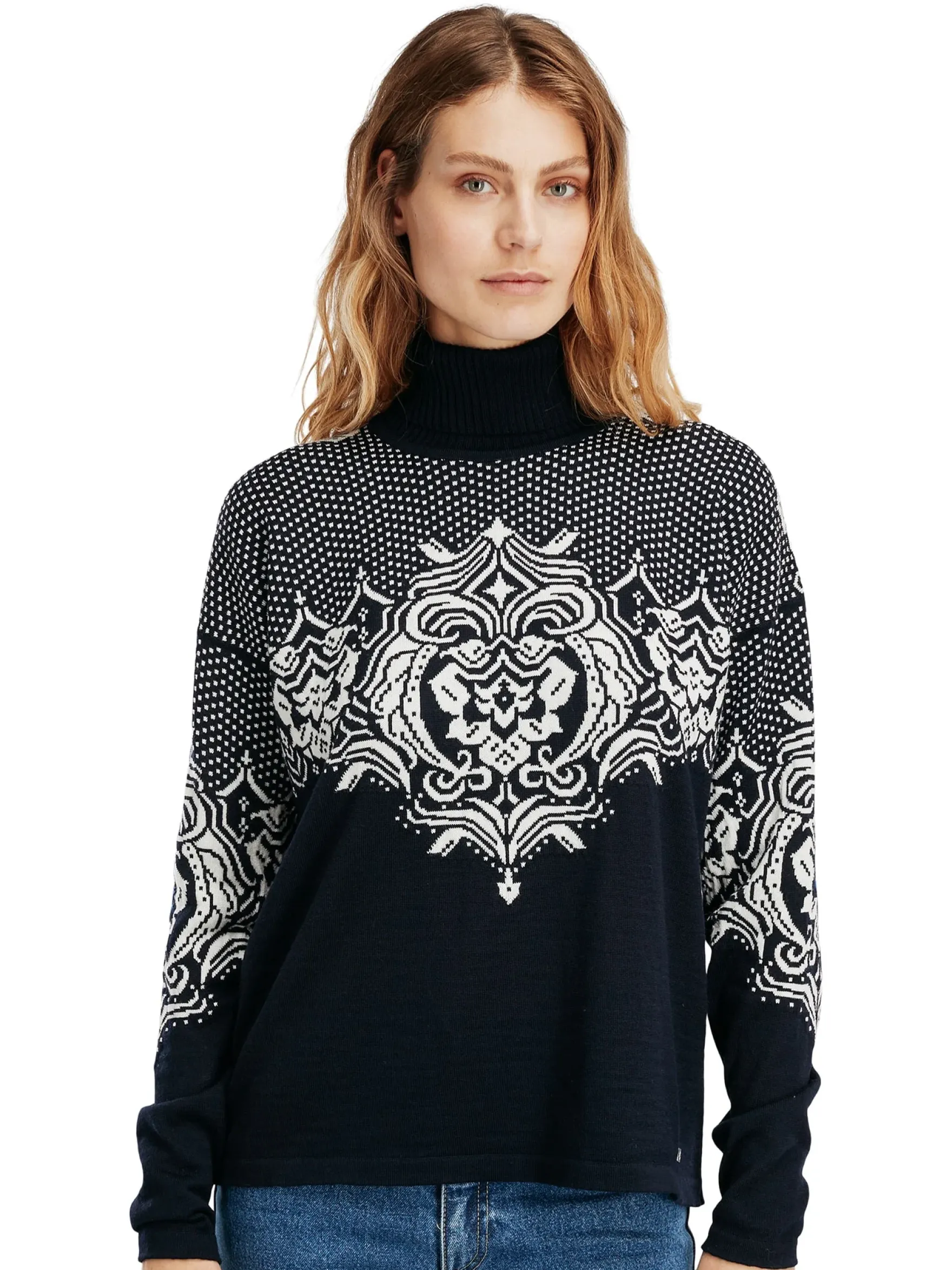 Dale of Norway Turtle-Neck^Rosendal Women's Sweater Navy Offwhite