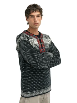 Dale of Norway Half-Zip^Setesdal Sweater - Norwegian Wool Black Offwhite