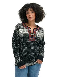 Dale of Norway Half-Zip^Setesdal Sweater - Norwegian Wool Black Offwhite