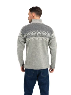 Dale of Norway Half-Zip^140Th Anniversary Men's Sweater - Norwegian Wool Lightcharcoal Smoke Offwhite