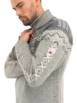 Dale of Norway Half-Zip^140Th Anniversary Men's Sweater - Norwegian Wool Lightcharcoal Smoke Offwhite