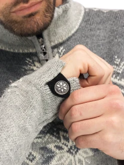 Dale of Norway Half-Zip^140Th Anniversary Men's Sweater - Norwegian Wool Lightcharcoal Smoke Offwhite