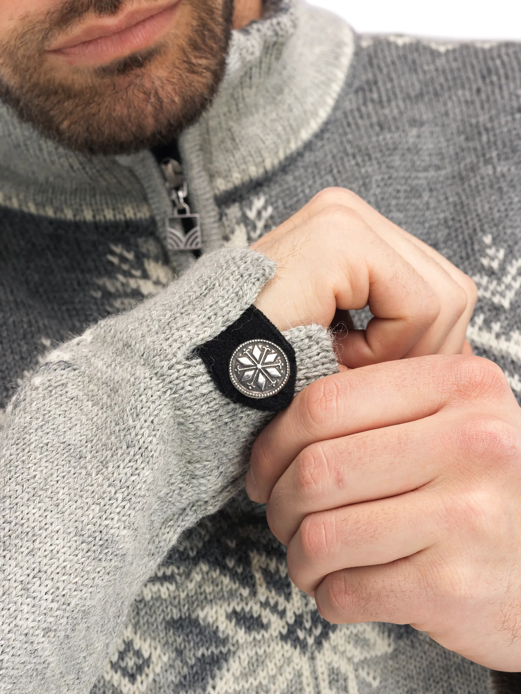 Dale of Norway Half-Zip^140Th Anniversary Men's Sweater - Norwegian Wool Lightcharcoal Smoke Offwhite