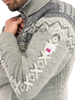Dale of Norway Half-Zip^140Th Anniversary Men's Sweater - Norwegian Wool Lightcharcoal Smoke Offwhite