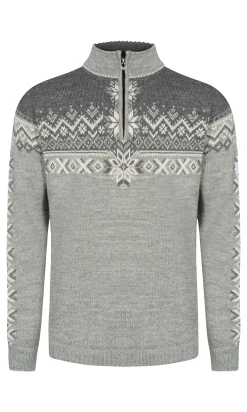Dale of Norway Half-Zip^140Th Anniversary Men's Sweater - Norwegian Wool Lightcharcoal Smoke Offwhite