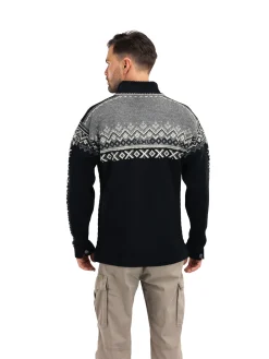 Dale of Norway Half-Zip^140Th Anniversary Men's Sweater - Norwegian Wool Black Smoke Offwhite