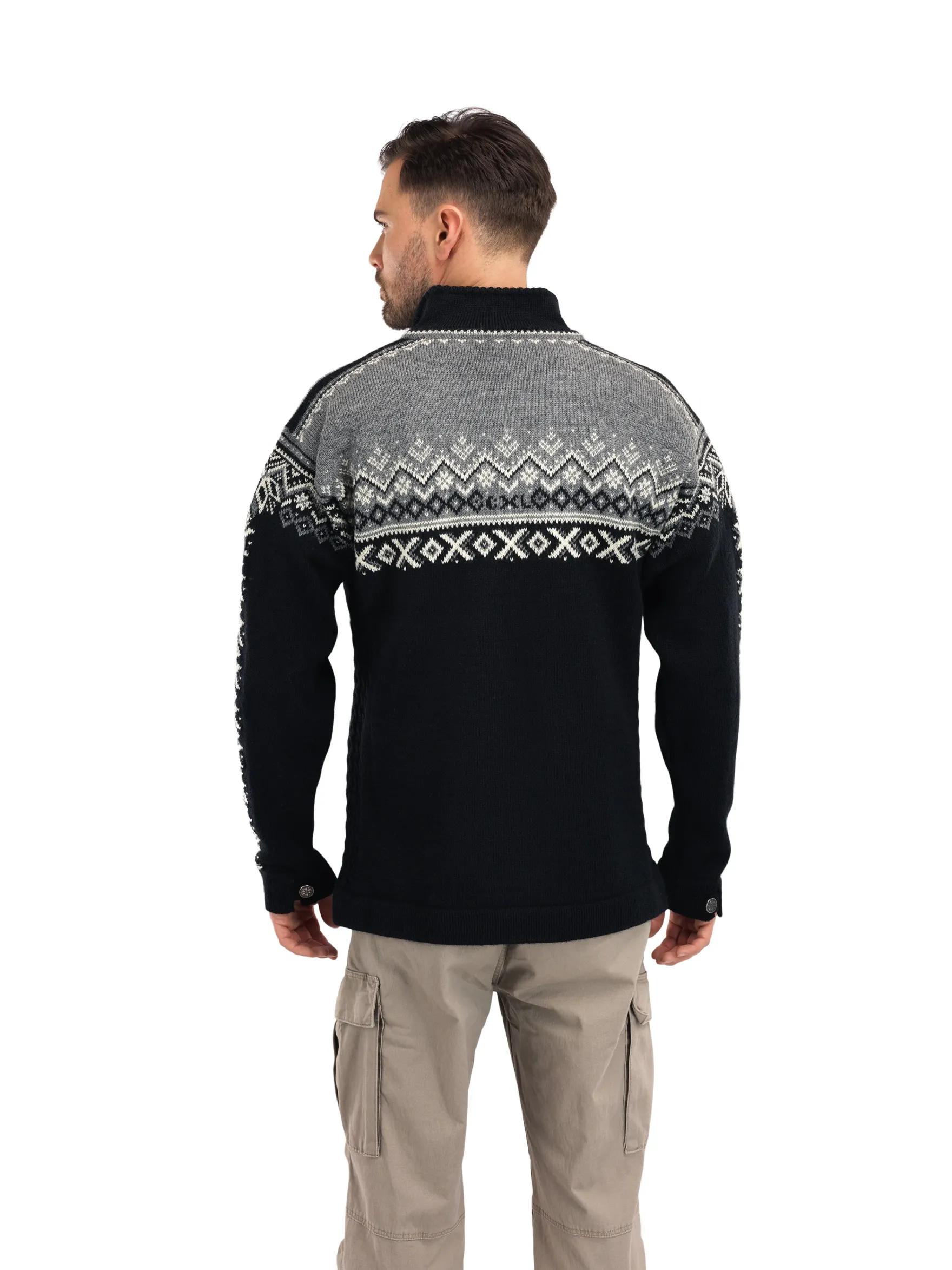 Dale of Norway Half-Zip^140Th Anniversary Men's Sweater - Norwegian Wool Black Smoke Offwhite