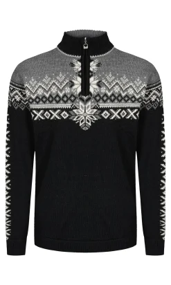 Dale of Norway Half-Zip^140Th Anniversary Men's Sweater - Norwegian Wool Black Smoke Offwhite
