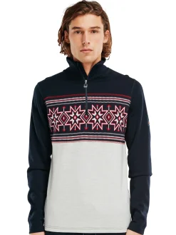 Dale of Norway Next-To-Skin^Tindefjell Basic Men's Merino Wool Basic Sweater Navy Offwhite Raspberry
