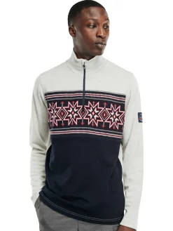 Dale of Norway Next-To-Skin^Tindefjell Basic Men's Merino Wool Basic Sweater Offwhite Navy Raspberry